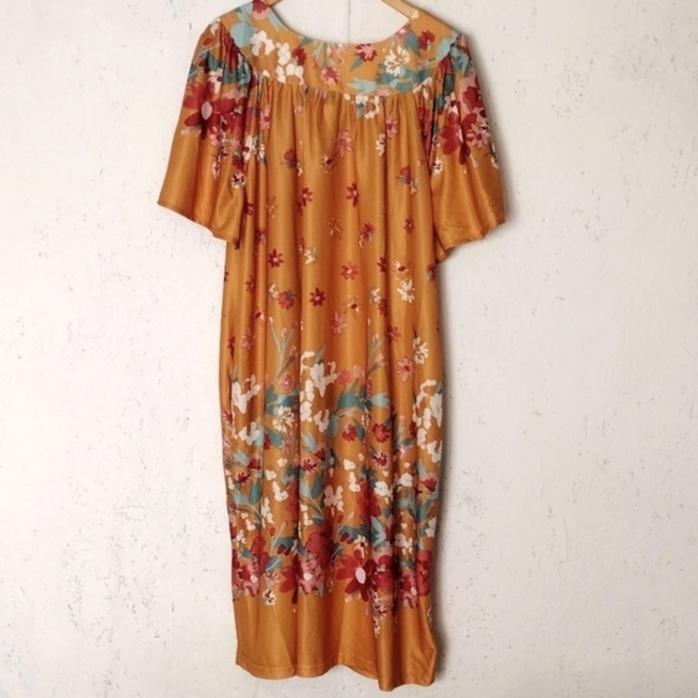 Anthony Richards Gold Floral Muumuu Dress Size 2X - Picture 2 of 8